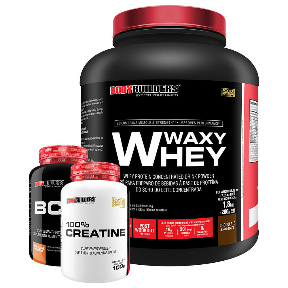 Kit Waxy Whey Protein 2kg + BCAA + Creatine 100g – Bodybuilders