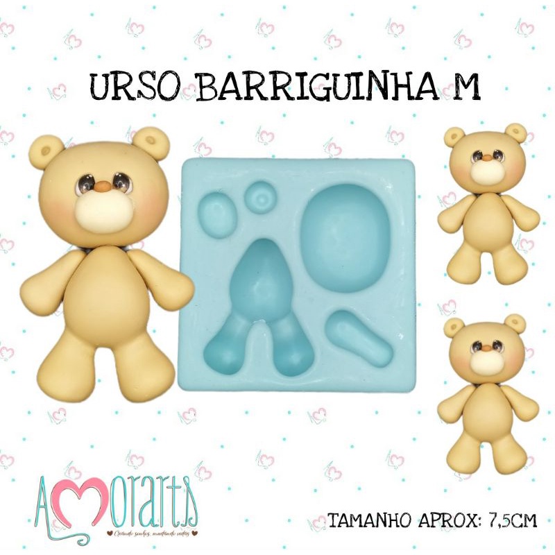 Molde de Silicone Urso Barriguinha M--CÓD 64 em Oferta na Shopee