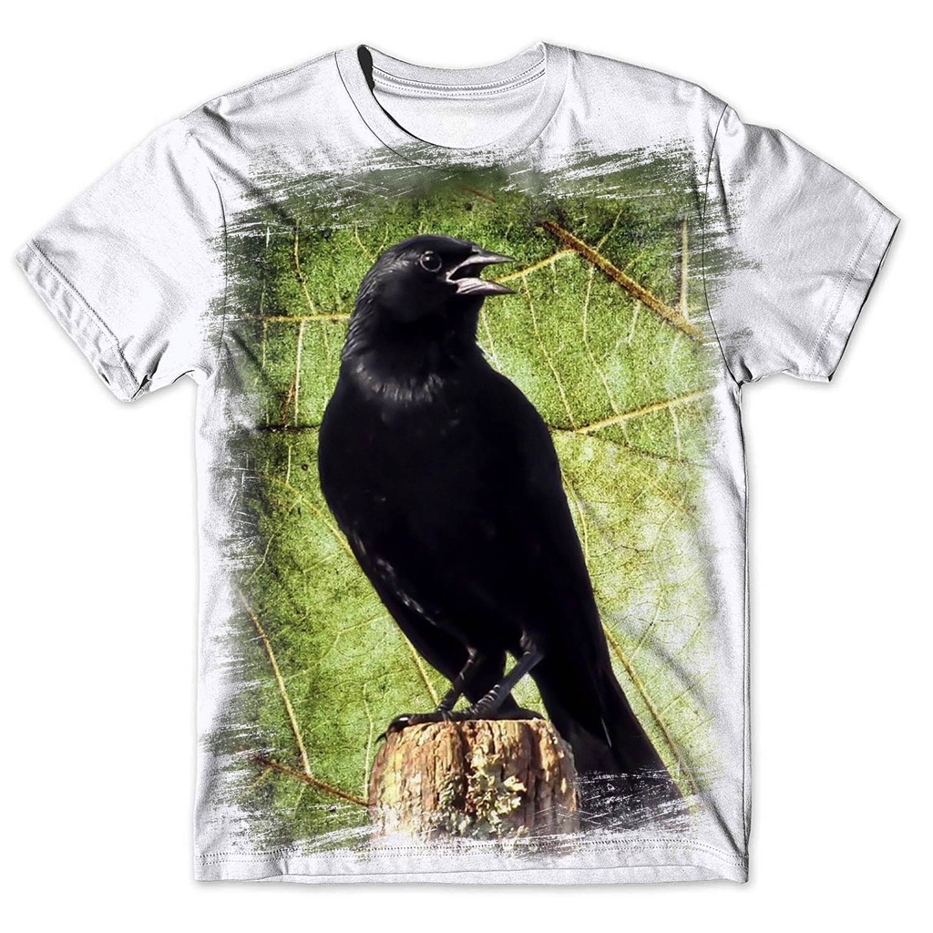 Camisa Camiseta Masculina Ave Pássaro Preto Graúna