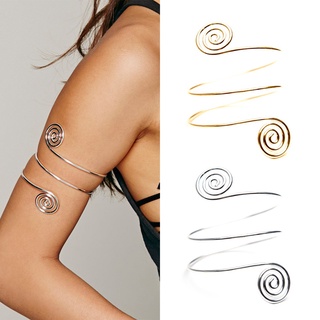 Pulseiras De Braço Superior Espiral Étnico Boêmio Geométricas Femininas Punho Oco
