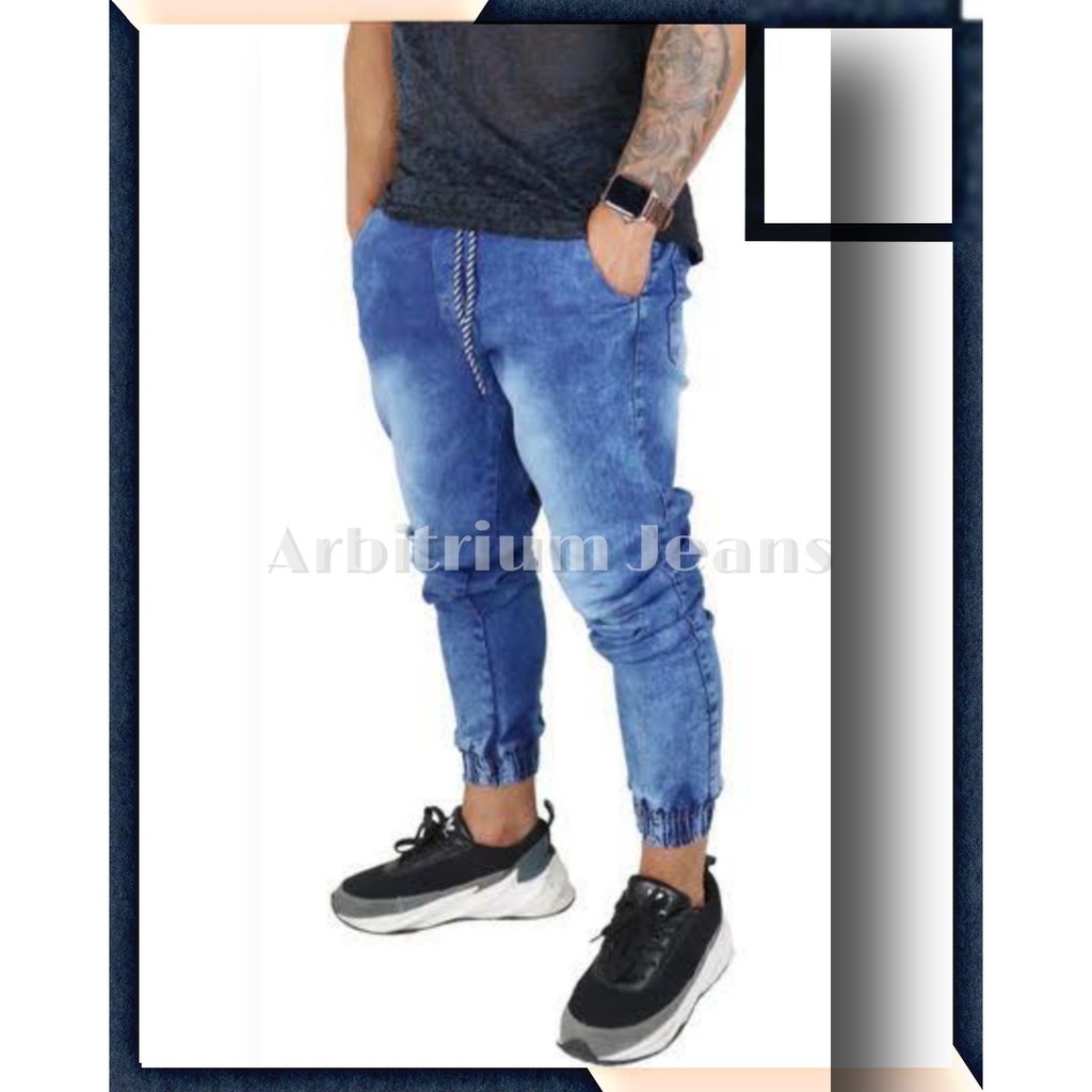 calça jogger jeans rasgada