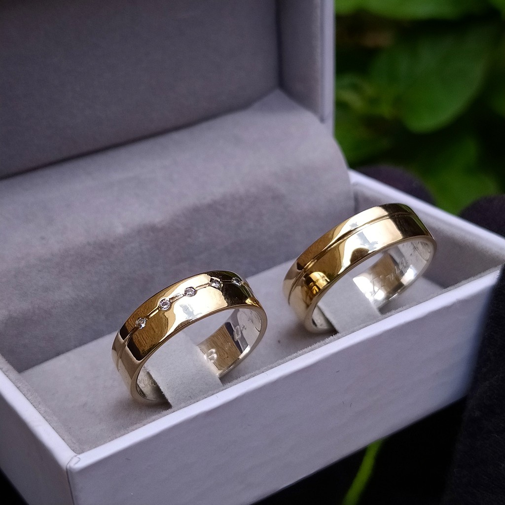 Par De Alianças, Moeda Antiga, 6mm, 5 Pedras Zircônia + Caixinha De Veludo + Gravação