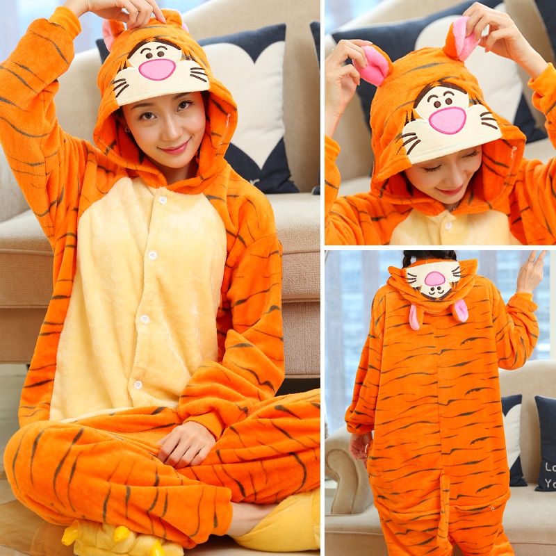 Macacão De Uma Peça Com Desenho De Tigre/Pikachu/Vaca/Bear/Girafa/Unicórnio/ Onesies Kigurumi Para Masculino Mulheres