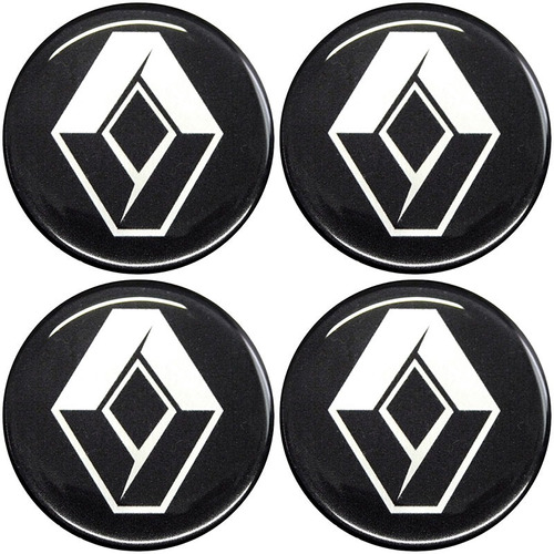 Emblema Adesivo Calota Renault Preto Resinado - Kit 4 Unid