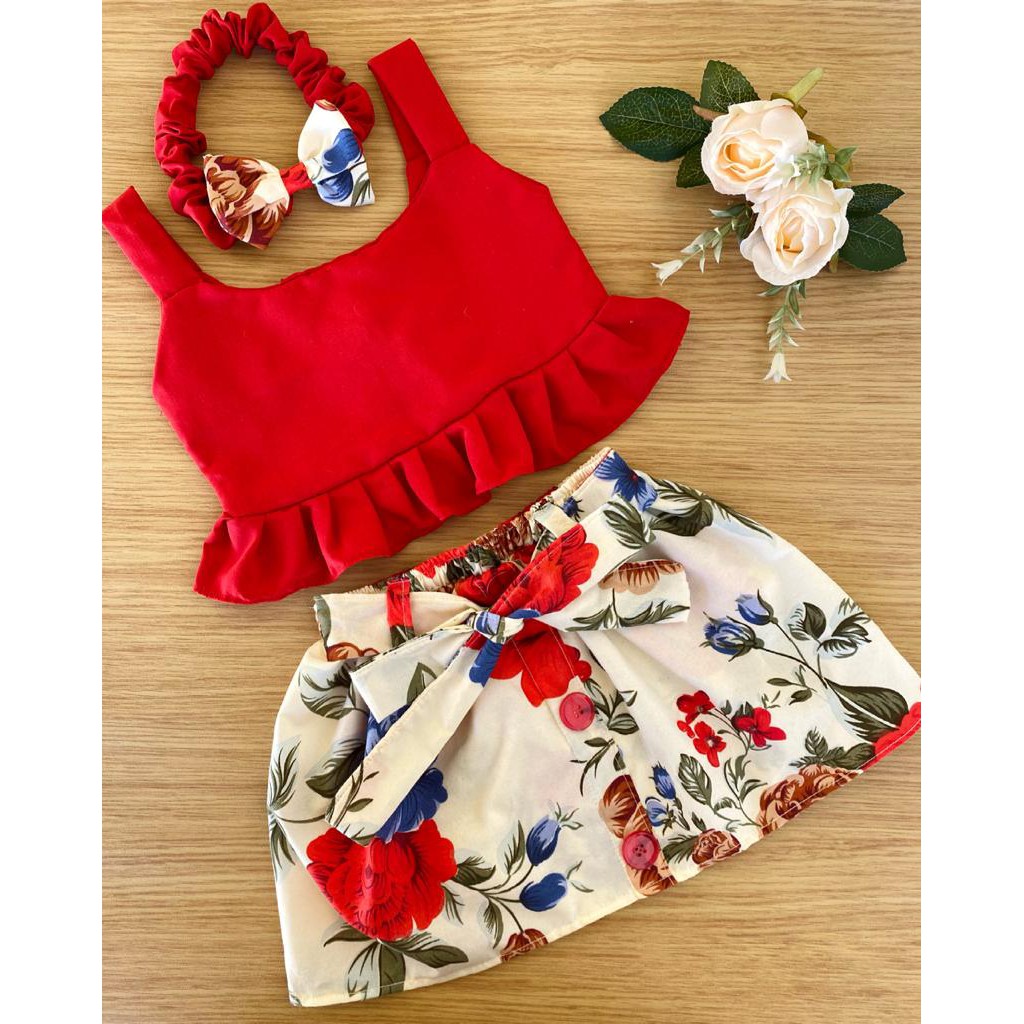 Conjunto saia + blusa conjunto infantil roupa infantil