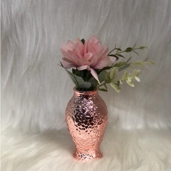 vaso rose gold em porcelana com flores artificiais | Shopee Brasil