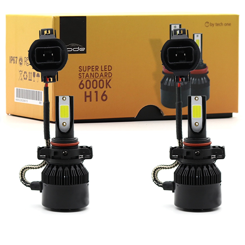 Lâmpadas H16 Led Techone 6000k 12V Encaixe H16 3000 Lúmens em Oferta na Shopee