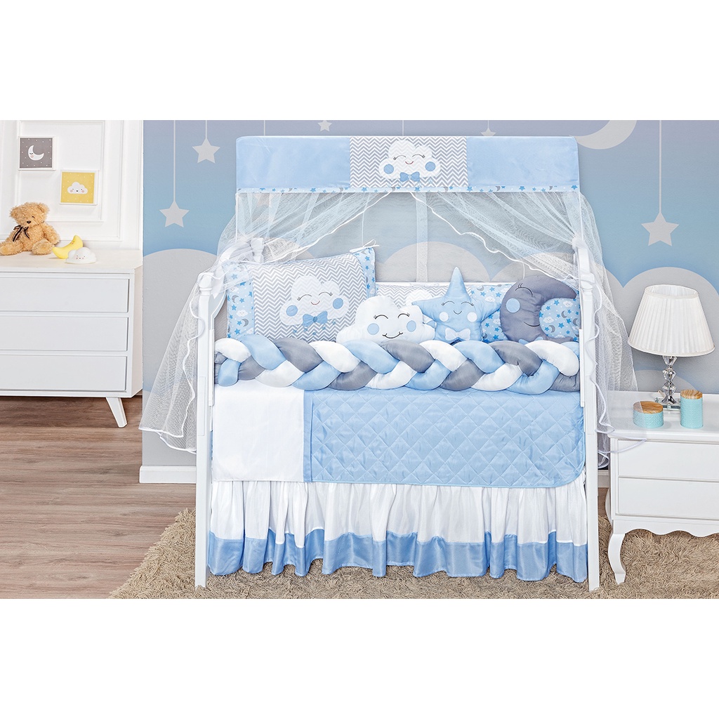 Kit De Berço Nuvem Trança 12 Peças Menino em Oferta na Shopee