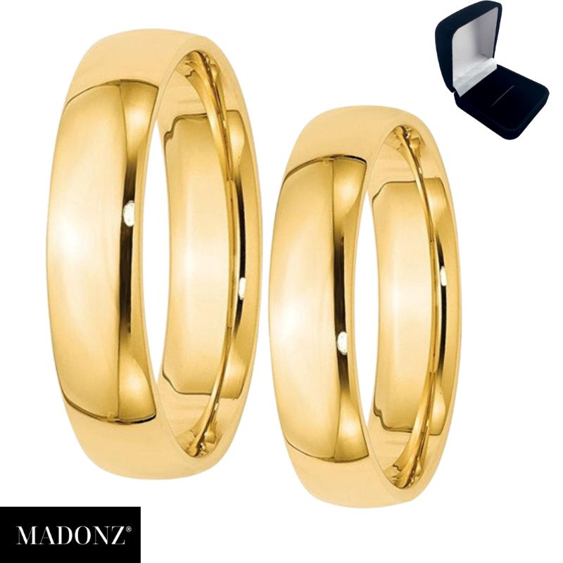 Par de Aliança Casamento Noivado Grossa 6mm Banhado Ouro 18K de Alta Qualidade