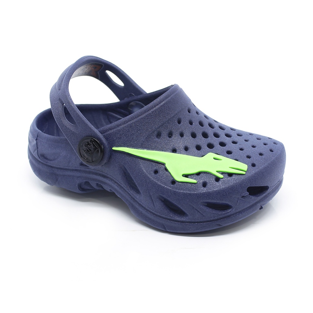 Sandália Babuche Papete Chinelo Infantil Plugt Menino Confortável Dinossauro Raptor Azul Marinho em Oferta na Shopee