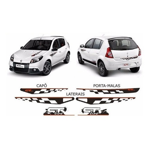 Kit 6 Adesivos Renault Sandero Gt Line 2008 2009 2010 2011/