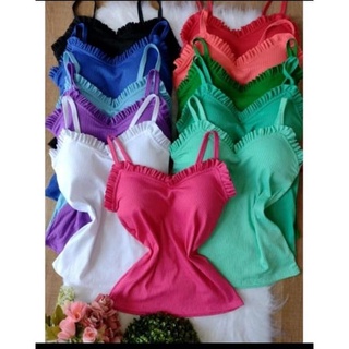 Blusa canelada de alcinha babado