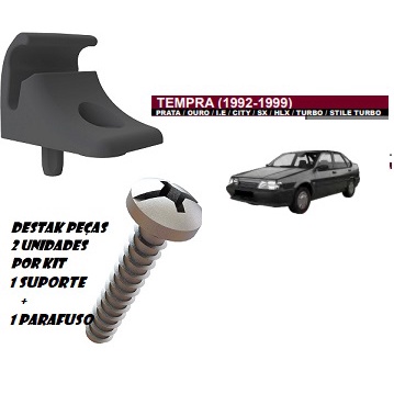 Kit do Suporte do Quebra Sol + Parafuso Fiat Tempra preto 1992 1993 1994 1995 1996 1997 1998 1999