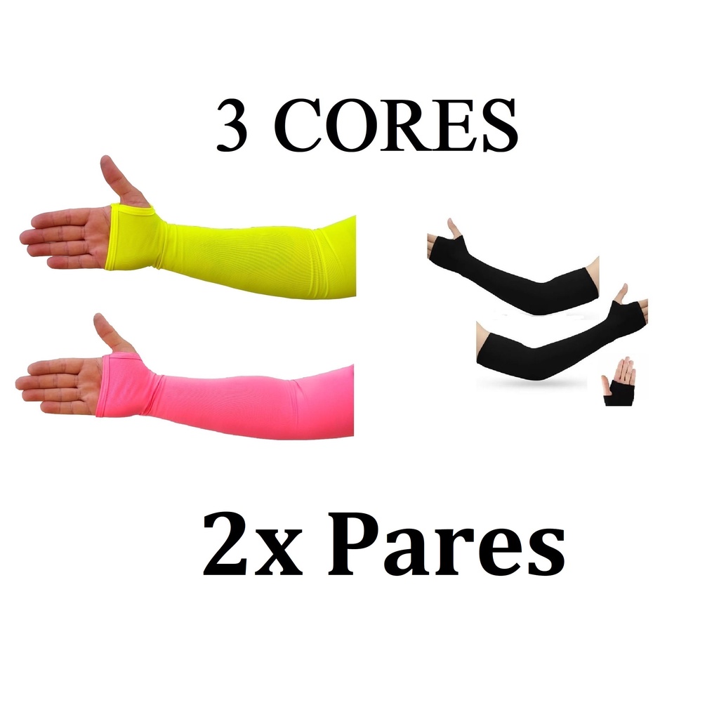 Kit 2 Par Manguito Manga Com Dedo Proteção Solar Unissex Bike Ciclismo MTB MotoTrilha Caminhada Corrida Proteção Fps +50