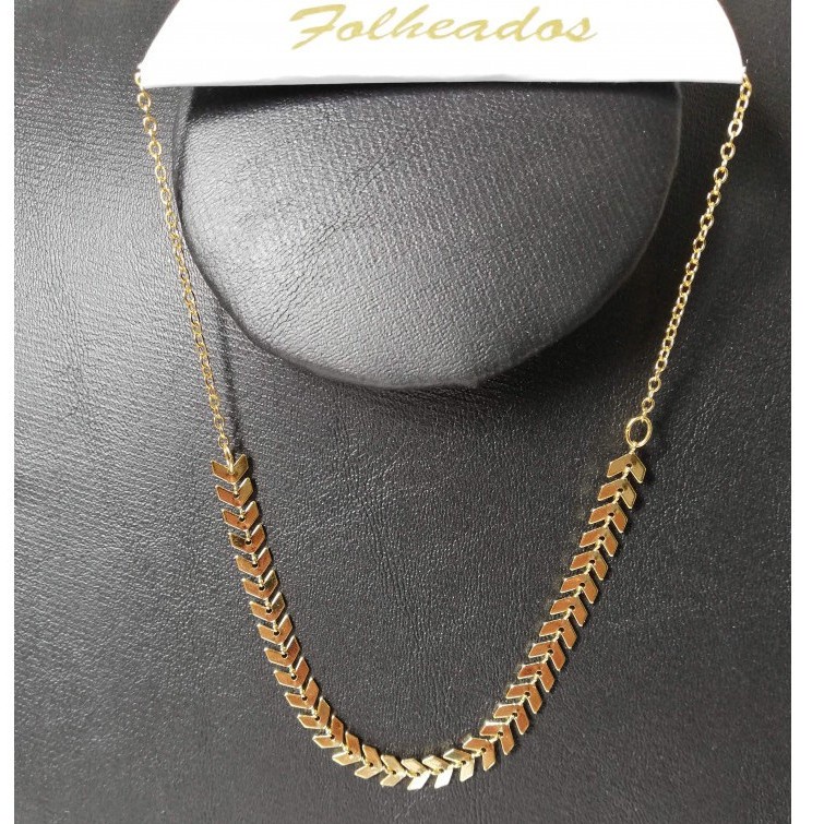 Colar Choker Corrente Escama de Peixe Folheado a Ouro 18K