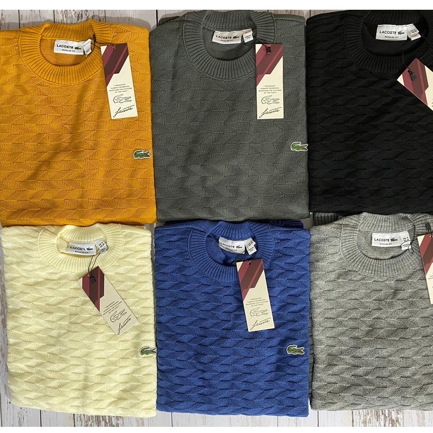Suéter Lacoste Masculino Tricot Gola redonda Basico Várias Cores Promoção