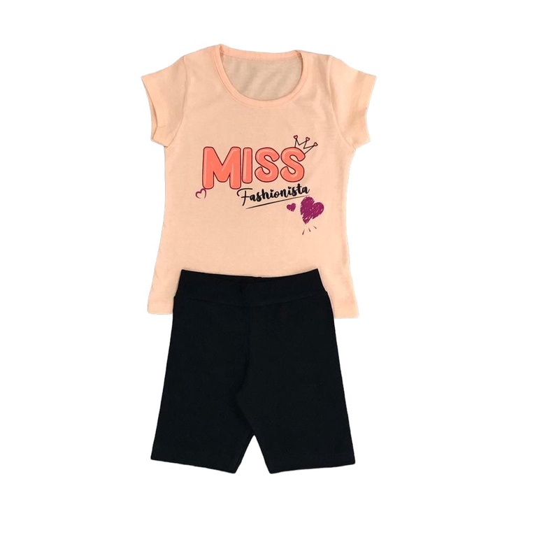 Conjunto Para Meninas Infantil Shorts Preto e Blusa Laranja Tamanho 1 ao 14 roupa infantil menina