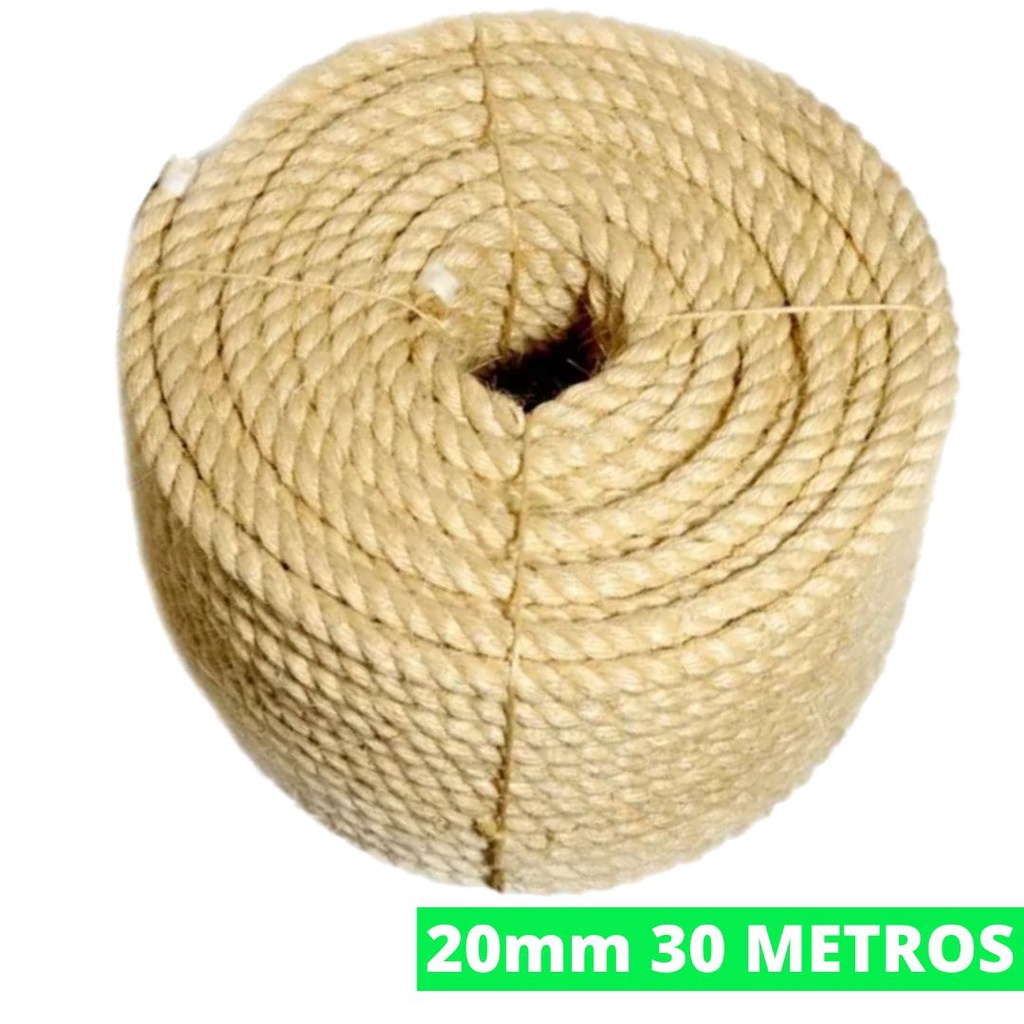 Corda De Sisal Natural 20mm Rolo 30 Metros Naval Resistente Arranhador Balanço Decoração Artesanato
