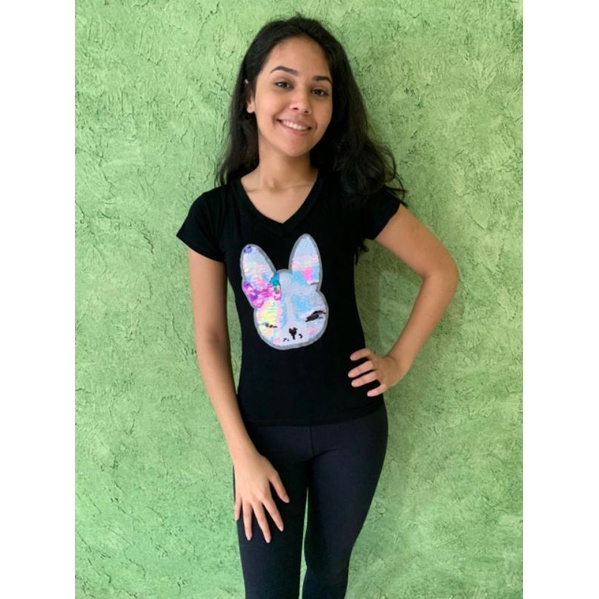 Babylook com estampa costurada...