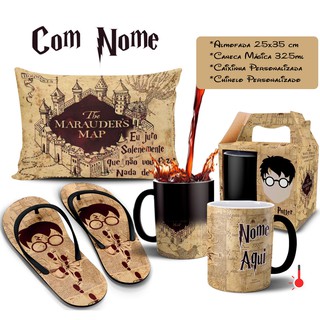 Caneca Mágica + Kit Harry Potter Mapa do Maroto com Nome