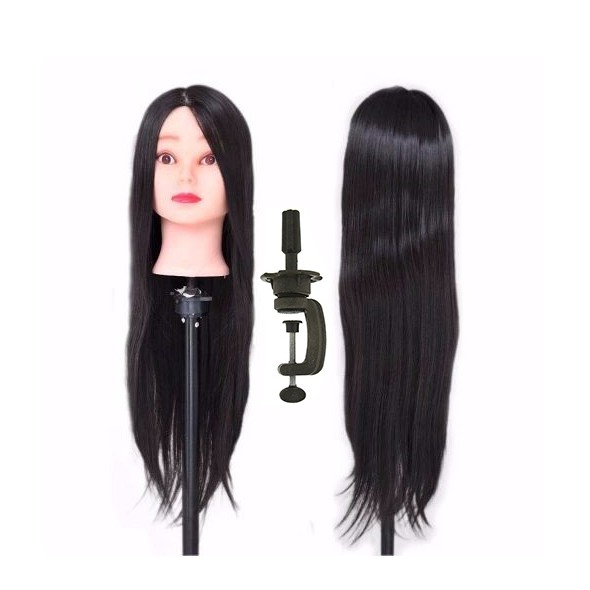 Cabeça de Boneca Para Treino Corte e Tranças 100% Sintética Castanho Escuro + Suporte de Mesa em Oferta na Shopee