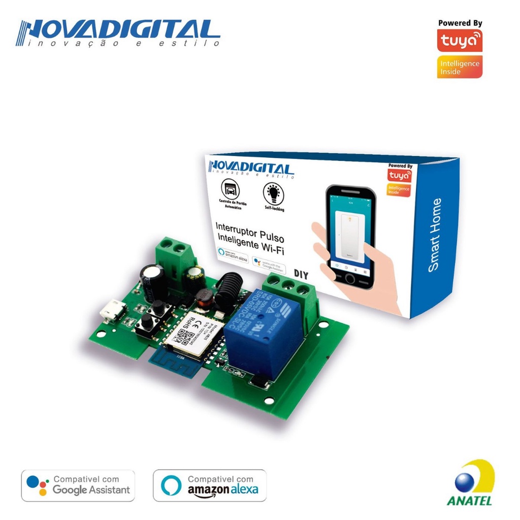 Relé De Pulso E Travado Wifi 7-32 Volts Dc Nova Digital