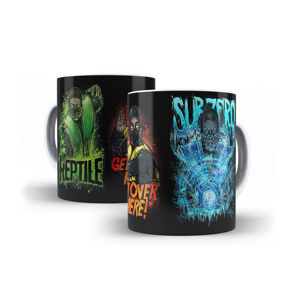Caneca Mortal Kombat Scorpion Sub Zero E Reptile Mod 03