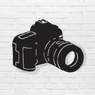 Quadro Decorativo Câmera Fotográfica MDF 3mm Aplique de Parede Vazado Estúdio de…