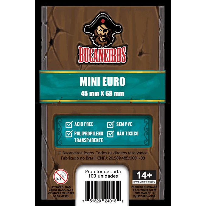 Sleeve Bucaneiros Mini Euro 45 x 68 mm - 100 unidades em Oferta na Shopee