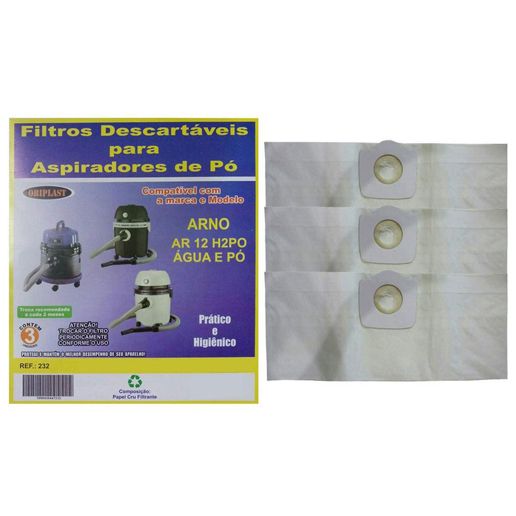 Kit Com 6 Sacos Descartáveis Aspirador De Pó Arno Ar12 / H2PO Água E Pó