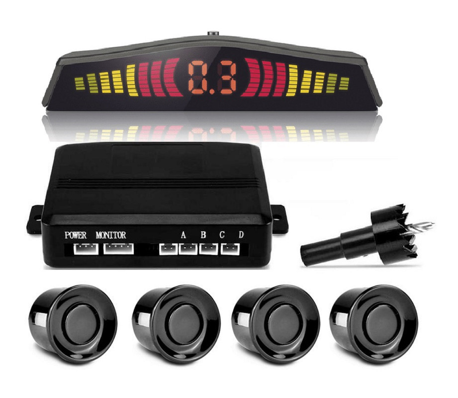 Kit Sensor automotivo Estacionamento Ré 4 Pontos traseira Preto prata branco vermelho Azul Grafite em Oferta na Shopee