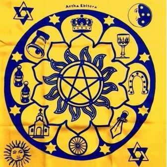 Kit toalha Mandala Amarela + Baralho Cigano  + um Mini Baralho Cigano