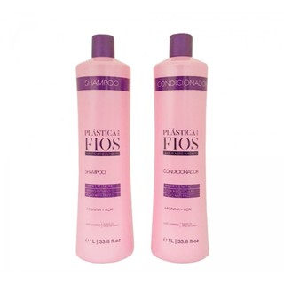 Kit Plástica dos Fios Shampoo 1 litro e Condicionador 1 litro em Oferta na Shopee