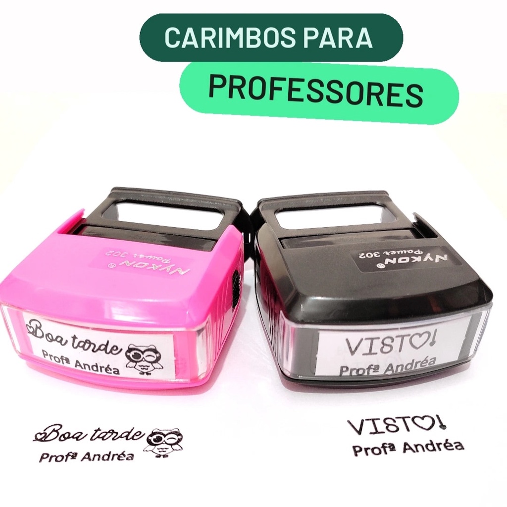 Carimbo escolar professor Kit 2unidades em Oferta na Shopee