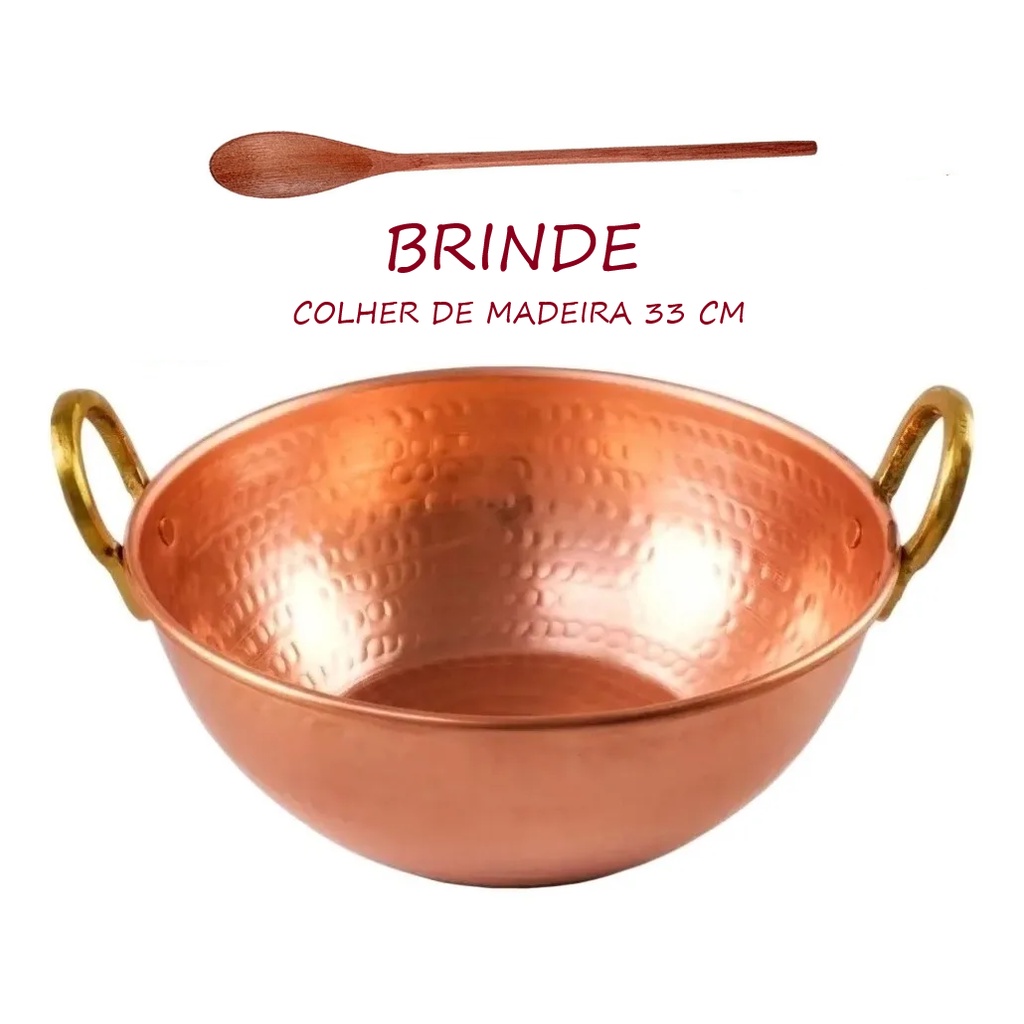 Tacho De Cobre Puro 3 Litros Com Alças Em Liga De Bronze em Oferta na Shopee