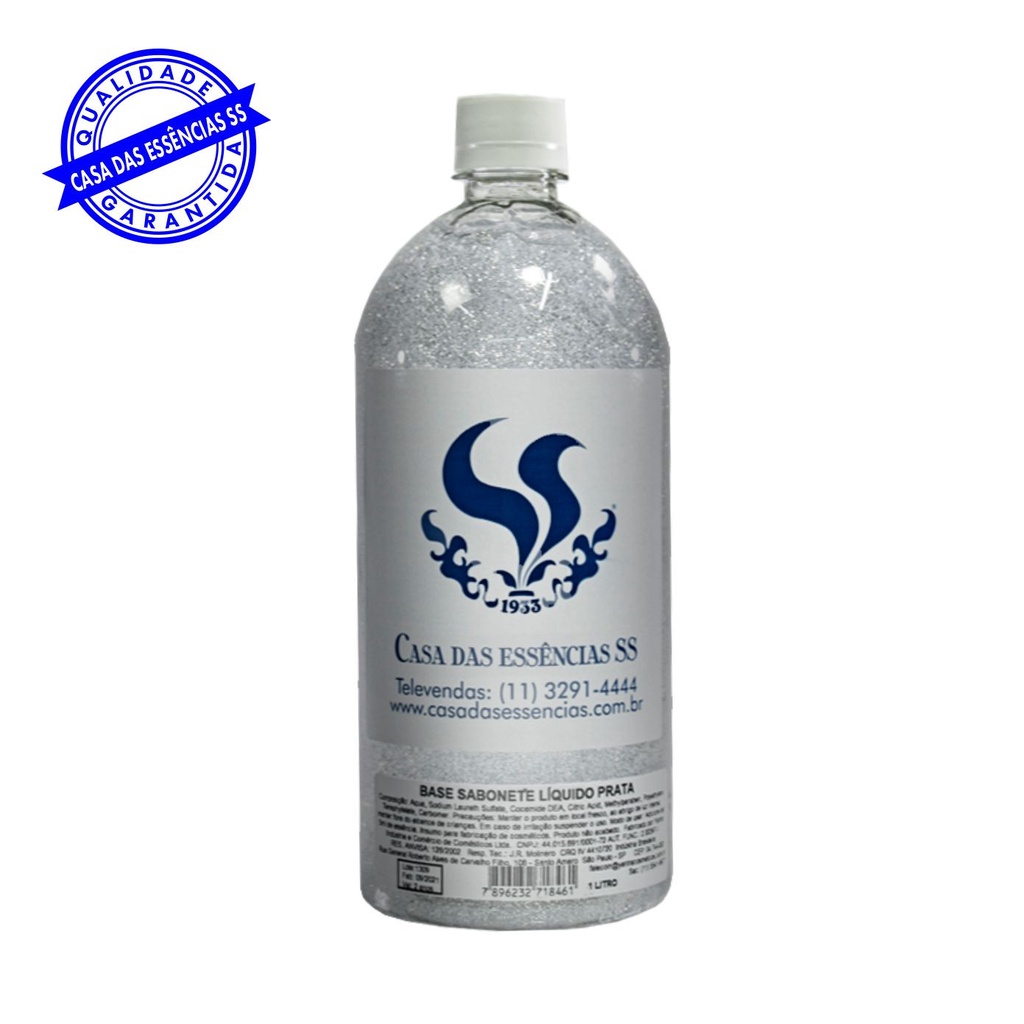 Base New Sabonete Liquido com Gliter Prata 1 Litro