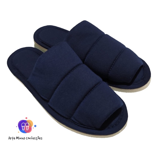 Pantufa Chinelo De Quarto Feminina, Aberta, Em Tecido Malha, Solado Flexível, Conforto para Casa