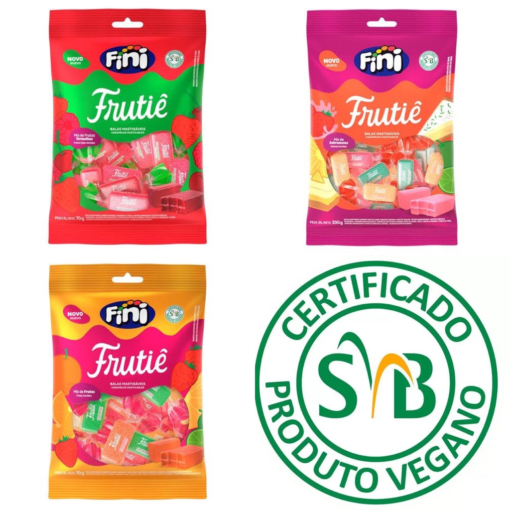 Fini Balas Vegana Frutiê Mix 200g Diversos Sabores