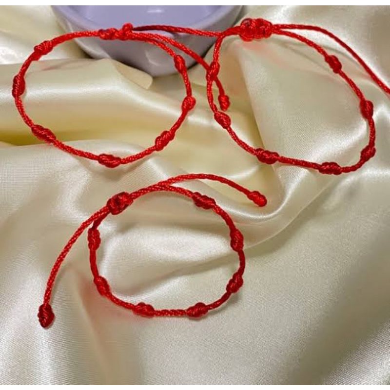 kit 3 pulseira vermelha  kabbalah sete nós pai mãe e  bebê proteção da familia