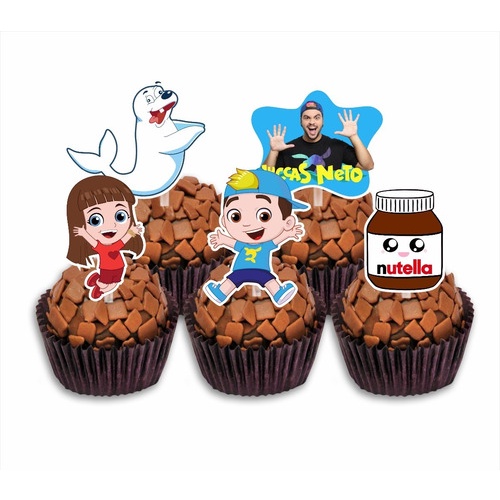 50 Tags Toppers P/ Docinho Lucas Neto para festa, brigadeiro beijinho