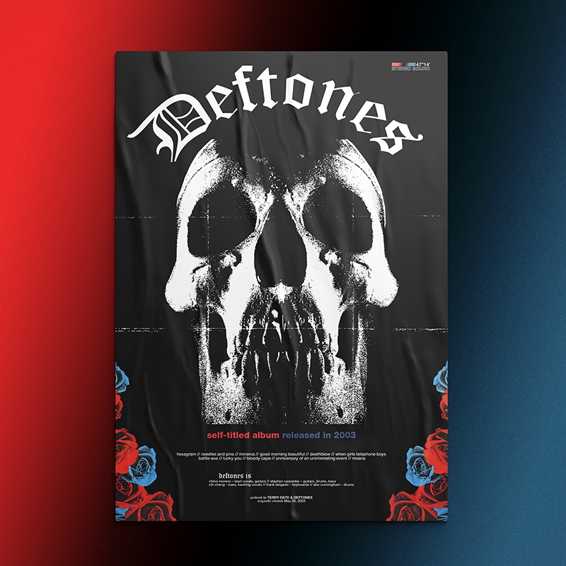 Poster colecionável Deftones / Tamanho A3 / Papel couchê