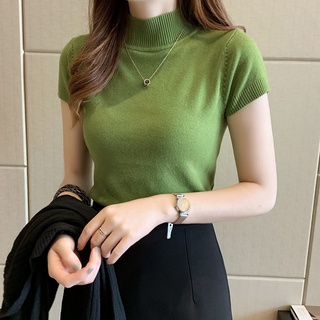 Blusa De Malha Feminina Com Gola Média/Colete Slim-Fit