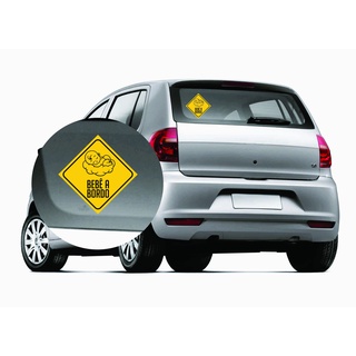 2 Adesivo Infantil Carro Van Bebê A Bordo Meninos E Meninas 15x15  - Amarelo