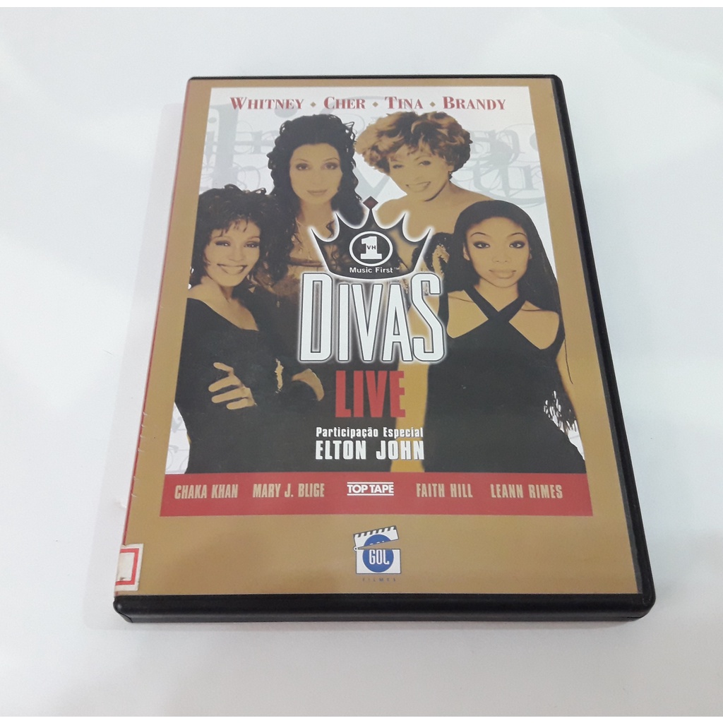 DVD De Música divas Live Com Whitney, Cher, Tina E Brandy Participação De Elton John- Com 14 Músicas - Colorido - Áudio Em Inglês - Usado De Locadora