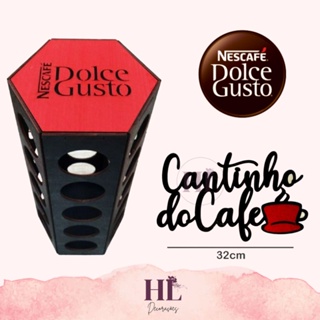 Porta Cápsulas DOLCE GUSTO FRASE PRETO tampa VERMELHA café torre sextavada mdf 30 cápsulas Frase em Oferta na Shopee
