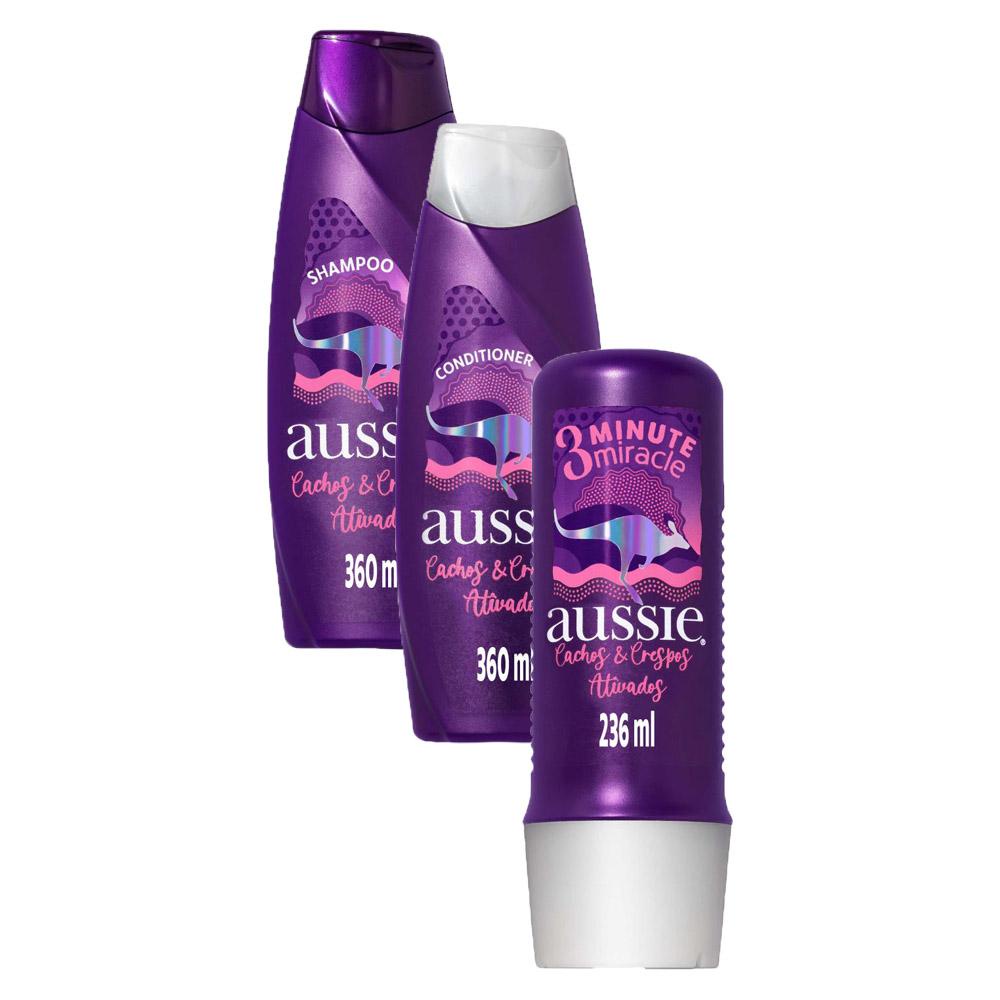 Kit Aussie Cachos e Crespos Shampoo + Condicionador + Tratamento em Oferta na Shopee