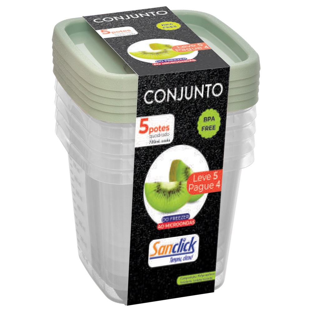 Conjunto Leve 5 Pague 4 Potes Quadrados Graduados 900 ml