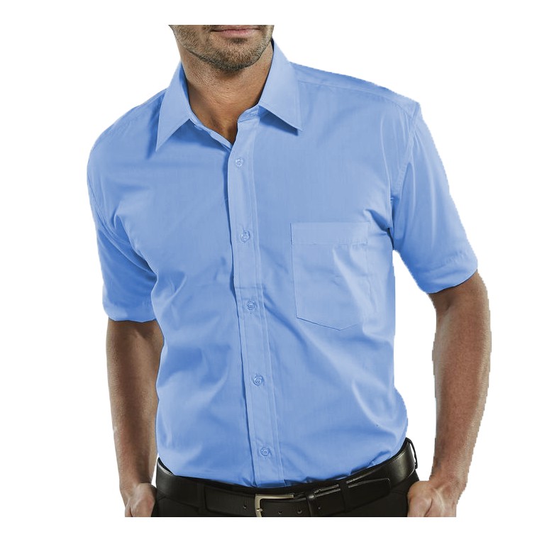 Camisa Social Manga Curta 100% Microfibra Masculina Azul Claro Clara em Oferta na Shopee