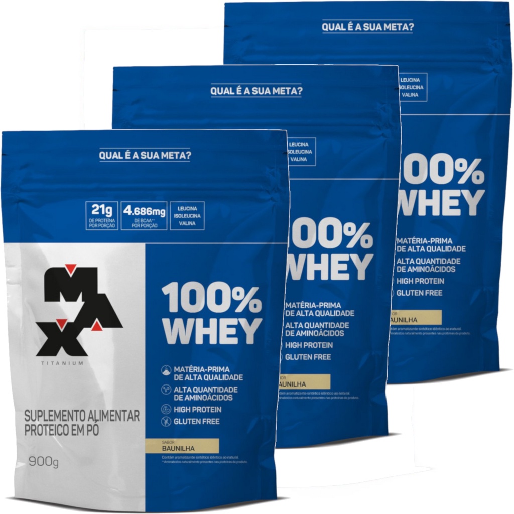 Whey Protein 100% Concentrado Refil 900g Max Titanium