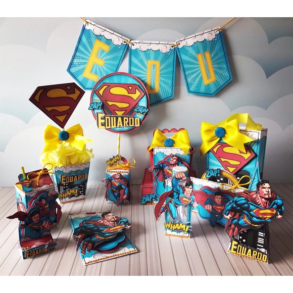 kit festa infantil lembrancinha para aniversário Caixinhas Personalizadas Super Homem Edição de luxo